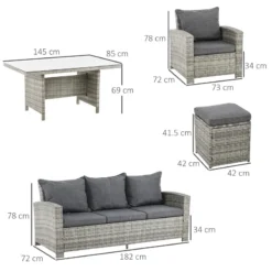 Outsunny Outdoor Rattan Sofa Dining Set 6 Piece - Light Grey -Günstiges Grün Ecke Geschäft GmSa12188b88b21ae jpg