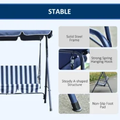 Outsunny Swing Seat 3 Seater - Blue -Günstiges Grün Ecke Geschäft Gxx88c1859f793a73 jpg