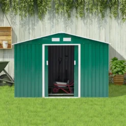Outsunny Galvanised Metal Garden Shed 9ft X 6ft - Green -Günstiges Grün Ecke Geschäft GzK6ff188d3a6e87c jpg