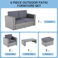 Outsunny 6PC Garden Rattan Sofa Set Bonzer Outdoor Furniture Patio Table Loveseat Stool Lounging Ottoman Aluminium Frame Wicker Weave Conservatory Grey -Günstiges Grün Ecke Geschäft HDwa0917eecc29421 938af7b7 7233 46a3 be43 539adfadfb8b