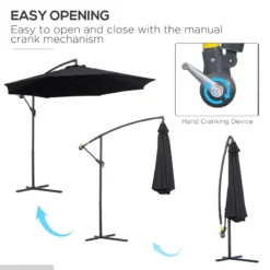 Outsunny Cantilever Banana Parasol 3m - Black -Günstiges Grün Ecke Geschäft HsEa09182a12c6128 jpg