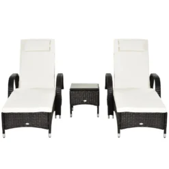 Outsunny Rattan Lounger Set With Side Table - Brown -Günstiges Grün Ecke Geschäft I5Ldaa17eecc29e8c jpg