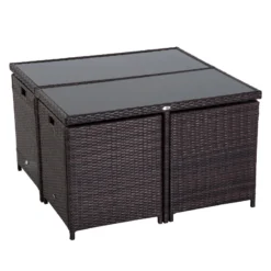 Outsunny Rattan Dining Set 9 Piece - Brown -Günstiges Grün Ecke Geschäft I9Cd4d17eecc2975a jpg