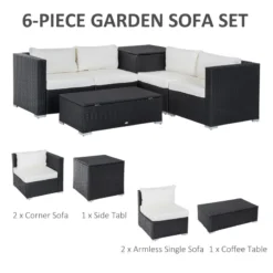 Outsunny Rattan Corner Sofa Set - Black -Günstiges Grün Ecke Geschäft IMr75617eecc28ae5 jpg