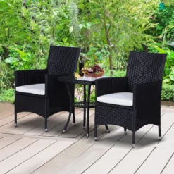 Outsunny-3 Piece Rattan Bistro Set - Black -Günstiges Grün Ecke Geschäft Ijz90f17eecc2a467