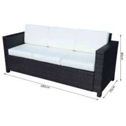Outsunny-3 Seater Rattan Sofa Water Resistant Cushions - Brown -Günstiges Grün Ecke Geschäft Ip918317dc5d4e077