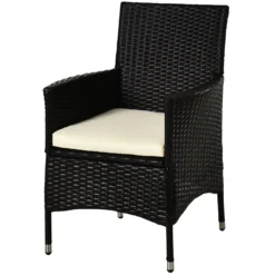 Outsunny Rattan Dining Chair Set - Dark Coffee -Günstiges Grün Ecke Geschäft IuLd4d17eecc2a175