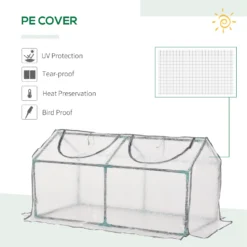Outsunny Mini Greenhouse With 2 Windows, Plant Flower Herbs Growing, PE, 120 X 61 X 61cm -Günstiges Grün Ecke Geschäft JVpa0917edc607e2f