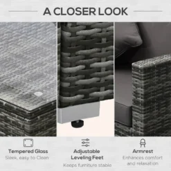 Outsunny 6 Pieces Outdoor Rattan Corner Sofa Set, Patio Aluminum Frame With All-weather Wicker Conversation Furniture W/ Coffee Table & Cushions, Mixed Grey -Günstiges Grün Ecke Geschäft JYnb101865415d2ee jpg