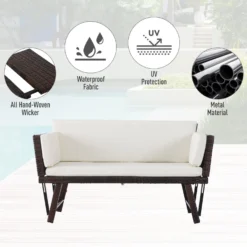 Outsunny 2 In 1 Rattan Folding Daybed Sofa Bench Bench With Cushion Outdoor - Brown -Günstiges Grün Ecke Geschäft JYob1017eecc29e3f e2a48c10 74a5 479f 8d9f a4bfa7916840