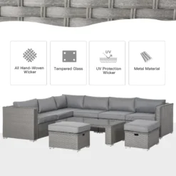 Outsunny Outdoor Rattan Sofa Corner Set 6 Piece - Grey -Günstiges Grün Ecke Geschäft Jaya0917eecc28f6f jpg
