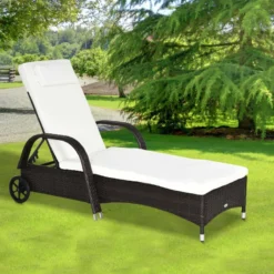 Outsunny Rattan Sun Lounger - Brown -Günstiges Grün Ecke Geschäft JjT90f180ae19d075 jpg