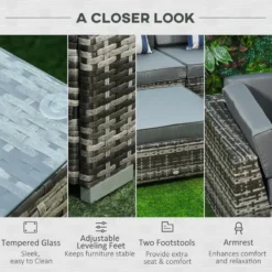 Outsunny Rattan Furniture Sofa Set - Grey -Günstiges Grün Ecke Geschäft KS8756186540efe9e jpg