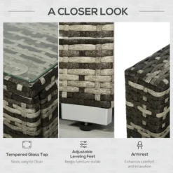 Outsunny Rattan Sofa Set With Chez Lounge And Coffee Table - Grey -Günstiges Grün Ecke Geschäft KdUb101863a96da0b jpg