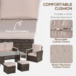 Outsunny Rattan Sofa Sets With Footstool - Brown -Günstiges Grün Ecke Geschäft Kjx88c1818b352c20 jpg