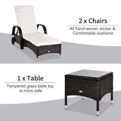 Outsunny Rattan Lounger Set With Side Table - Brown -Günstiges Grün Ecke Geschäft L0qa0917eecc29e8c jpg