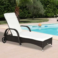 Outsunny Rattan Sun Lounger - Brown -Günstiges Grün Ecke Geschäft LGsf4318123b8bc2a jpg
