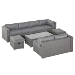 Outsunny Outdoor Rattan Sofa Corner Set 6 Piece - Grey -Günstiges Grün Ecke Geschäft LTWdaa17eecc28f6f jpg