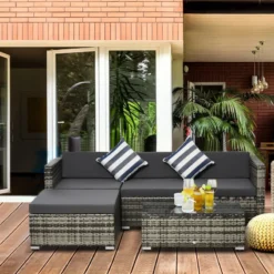 Outsunny Rattan Sofa Set With Chez Lounge And Coffee Table - Grey -Günstiges Grün Ecke Geschäft M1I6ff1863a96e66d jpg