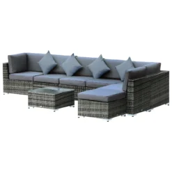Outsunny Rattan Corner Sofa Set 8 Piece - Grey -Günstiges Grün Ecke Geschäft M9zdaa17eecc28cc0 jpg