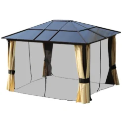 Outsunny 3 X 3.6m Gazebo Brown Black, Brown, Beige