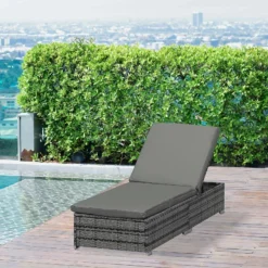 Outsunny Rattan Reclining Lounger - Grey -Günstiges Grün Ecke Geschäft Moq6ff17eecc29e19 jpg