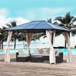 Outsunny Hardtop Gazebo 3.6m X 3m - Brown -Günstiges Grün Ecke Geschäft NSMd2917e9069b33f jpg