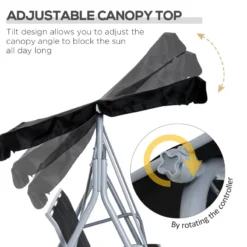 Outsunny-3 Seater Steel Swing Bench - Black -Günstiges Grün Ecke Geschäft Ncsa091859f731258 jpg