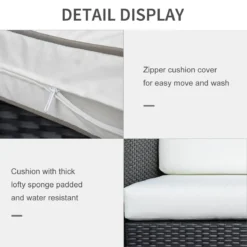 Outsunny-3 Seater Rattan Sofa Water Resistant Cushions - Brown -Günstiges Grün Ecke Geschäft Nuk4d317dc5d4e077