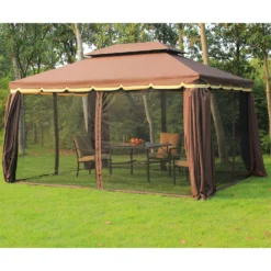 Outsunny Garden Gazebo - Brown -Günstiges Grün Ecke Geschäft O2o53917dc39d3c68