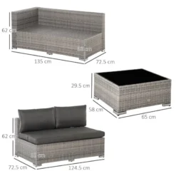 Outsunny Rattan Sofa Set 2.7m - Grey -Günstiges Grün Ecke Geschäft OPda1217efd615681 jpg