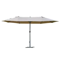 Outsunny Double Sided Umbrella Parasol With Cross Base 4.6 M - Khaki