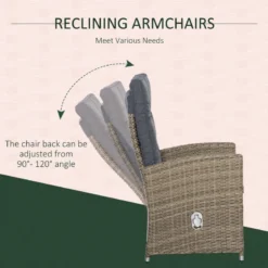 Outsunny Patio Furniture Dining Set With Recliner Armchairs 6 Piece - Brown -Günstiges Grün Ecke Geschäft Oh97561818aa0367d jpg