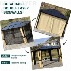 Outsunny 3 X 3.6m Gazebo Brown Black, Brown, Beige -Günstiges Grün Ecke Geschäft OlD01c17dc177efac bfe4b7cd 3961 4f7c bf2b f3074f3277ce