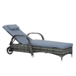 Outsunny Rattan Sun Lounger W/ Cushion - Grey -Günstiges Grün Ecke Geschäft OuAdaa18827c53c57 jpg