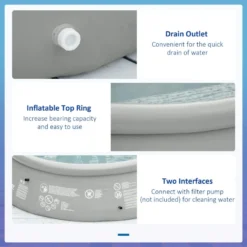 Outsunny Swimming Paddling Pool Round 274cm X 76cm - Grey -Günstiges Grün Ecke Geschäft Ozo75618035393b32 jpg