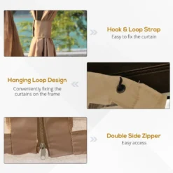 Outsunny Hardtop Gazebo With Curtains 3.6 X 3m - Brown -Günstiges Grün Ecke Geschäft P7Mb1018141203190 jpg