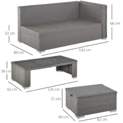 Outsunny Outdoor Rattan Sofa Corner Set 6 Piece - Grey -Günstiges Grün Ecke Geschäft PA4a1217eecc28f6f jpg