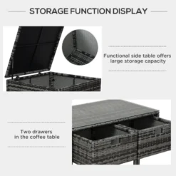 Outsunny Rattan Corner Sofa Set 1.3m - Grey -Günstiges Grün Ecke Geschäft PEe7561821a153f44 jpg