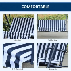Outsunny Swing Seat 3 Seater - Blue -Günstiges Grün Ecke Geschäft PFdb101859f793a72 jpg