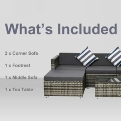 Outsunny Rattan Sofa Set With Chez Lounge And Coffee Table - Grey -Günstiges Grün Ecke Geschäft PIu7561863a96da05 jpg