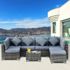 Outsunny Rattan Corner Sofa Set 8 Piece - Grey -Günstiges Grün Ecke Geschäft PJJ6ff17eecc28cc0 jpg
