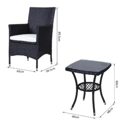 Outsunny-3 Piece Rattan Bistro Set - Black -Günstiges Grün Ecke Geschäft PR9a1217eecc2a467