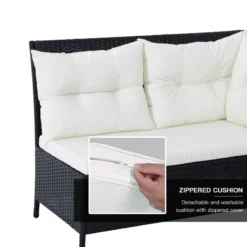 Outsunny Rattan Corner Sofa Set With Table And Footstools - Black -Günstiges Grün Ecke Geschäft PnHa0917eecc29106 jpg