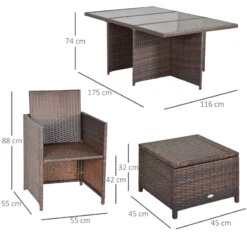 Outsunny Rattan Dining Set 10 Seater - Brown -Günstiges Grün Ecke Geschäft PqFa1217fb23b6262 jpg