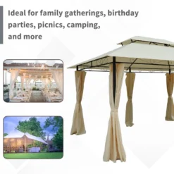 Outsunny Metal Gazebo 4m X 3(m) Beige -Günstiges Grün Ecke Geschäft QKw88c1837907463f jpg