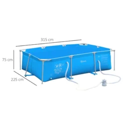 Outsunny Swimming Pool With Steel Frame & Filter 315L X 225W X 75H Cm - Blue -Günstiges Grün Ecke Geschäft Qmy9a417dc28a9dd5 jpg