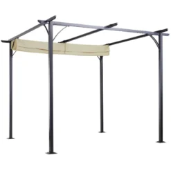 Outsunny Outdoor Metal Pergola With Retractable Awning Canopy 3x3m - Beige -Günstiges Grün Ecke Geschäft RLEdaa18379073ae7 jpg
