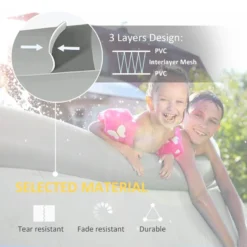 Outsunny Swimming Paddling Pool Round 274cm X 76cm - Grey -Günstiges Grün Ecke Geschäft SXHa0918035393b32 jpg