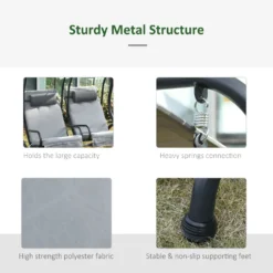 Outsunny Canopy Swing 2 Separate Relax Chairs W/ Handrails And Removable Canopy Grey -Günstiges Grün Ecke Geschäft SfO6b317dc265fa29